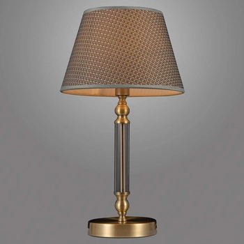 Stojąca LAMPA stołowa ZANOBI TB-43272-1 Italux klasyczna LAMPKA abażurowa nocna do sypialni brąz antyczny szara