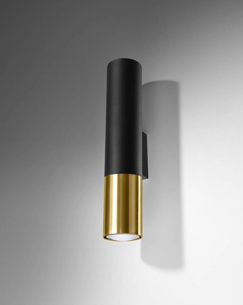 Loftowa LAMPA ścienna SL.0950 modernistyczna OPRAWA metalowa tuba kinkiet czarny złoty