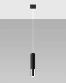 Modernistyczna LAMPA wisząca SL.0940 metalowa OPRAWA loftowy ZWIS tuba czarna chrom
