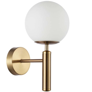 Nowoczesny kinkiet do jadalni WL-2324-1 GD+OPA Ravena szklana lampa złota biała