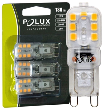 Żarówki LED 306784 Polux G9 2,5W 3000K 180lm biała ciepła trójpak