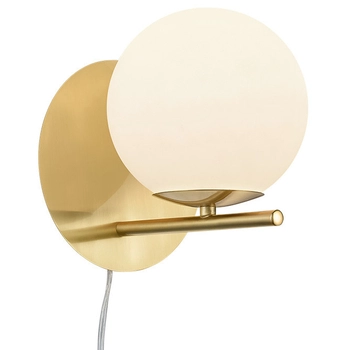 Loftowa LAMPA ścienna NYXIS DL108202000 Trio szklana OPRAWA kinkiet kula mosiądz biała