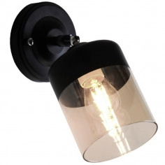 Skandynawska LAMPA ścienna PORTO CL19020-1W-BL Zumaline szklana OPRAWA regulowany kinkiet loftowy czarny bursztynowy