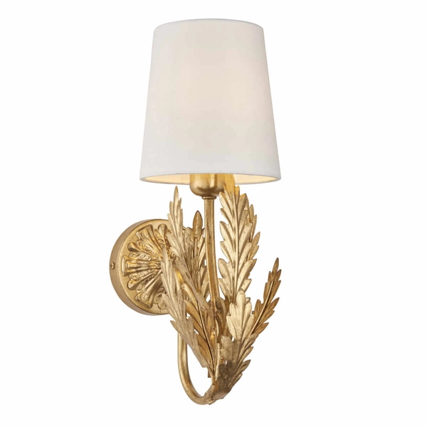 Tkaninowa lampa ścienna Delphine 95040 Endon liście złota biała